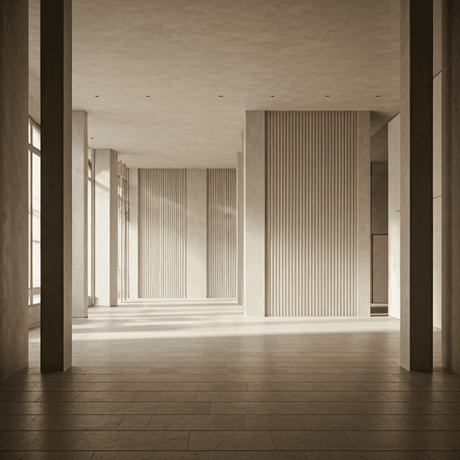 Serene minimal luxury hotel lobby